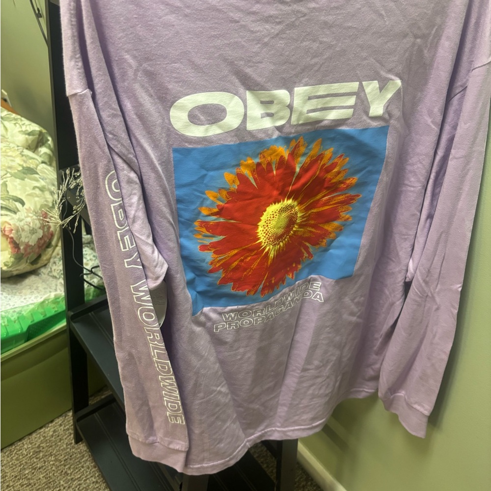Obey Purple Long Sleeve with Bold Floral Design